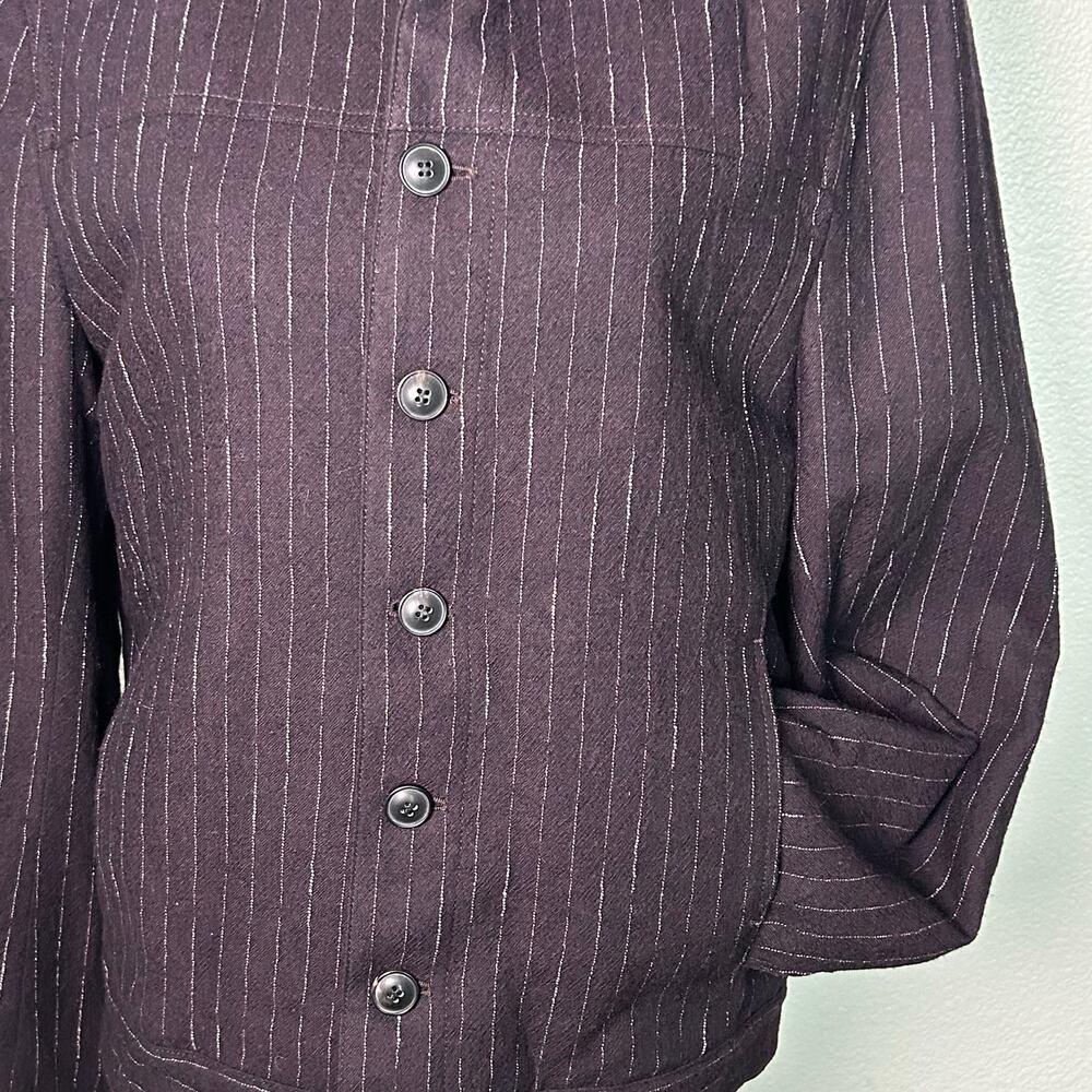 John Varvatos dark plum white striped dress trucker jacket size EU 48 (*US M) - Picture 3 of 14